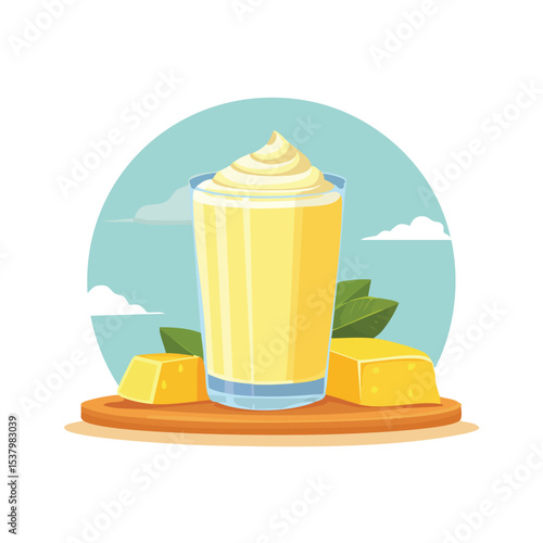 Fresh Homemade Buttermilk in Glass on White Background – Traditional Fermented Dairy Drink, Ideal for Recipes, Baking, or Health Concepts

