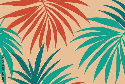 Seamless tropical pattern featuring green palm leaves and summer foliage for a natural and vibrant design