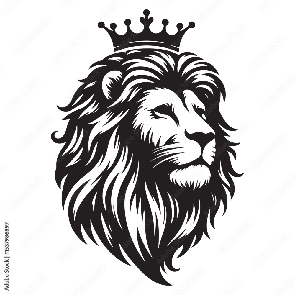 Fototapeta premium Majestic lion with crown image vector