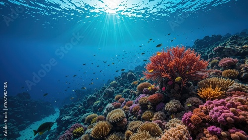 Fototapeta Naklejka Na Ścianę i Meble -  Vibrant Coral Reef Underwater Ecosystem