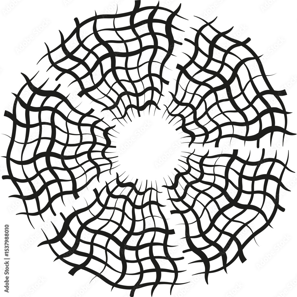 Obraz premium Spiderweb shape icon. Abstract vector net. Circular line pattern. Web symmetry.