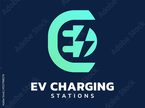 Electric vehicle charging letter E with in Battery Shape Symbol logo vector design concept. Letter E logotype symbol for Electric Car, EV station, ui, web, ev business, infographic, new technology.