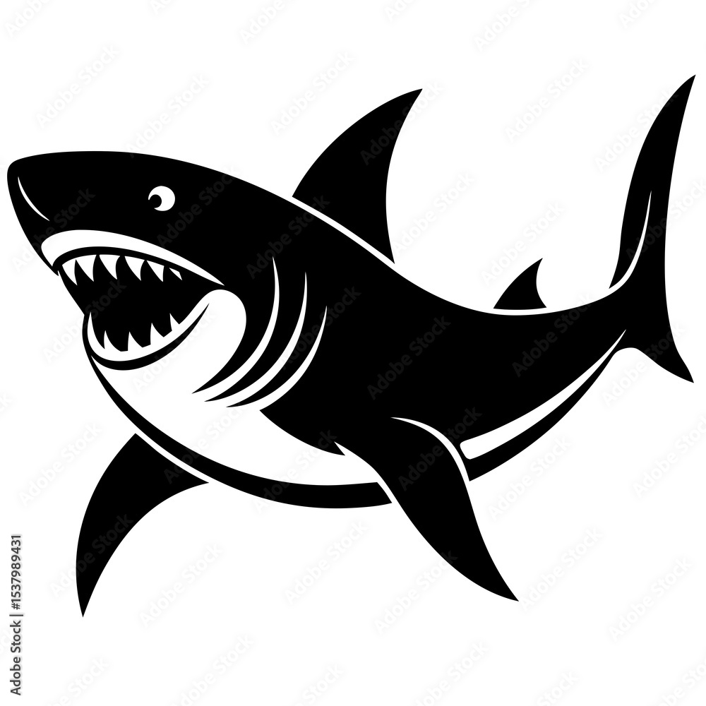 Obraz premium shark cartoon isolated on white