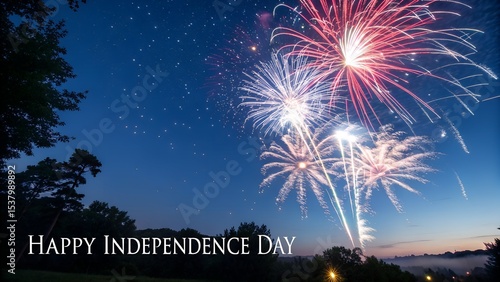 4th of July Fireworks Celebration – Happy U.S. Independence Day at Night