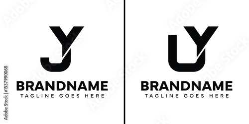 Letters YJ and YU Monogram Logo Set, suitable for any business with YJ JY YU UY initials