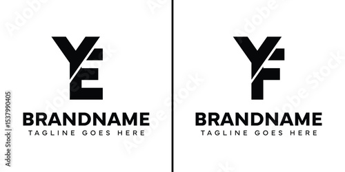 Letters YE and YF Monogram Logo Set, suitable for any business with YE EY YF FY initials