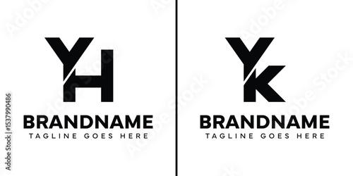 Letters YH and YK Monogram Logo Set, suitable for any business with YH HY YK KY initials