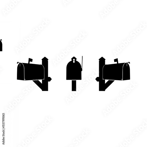 Minimalist Black Mailbox Silhouette on White Background

