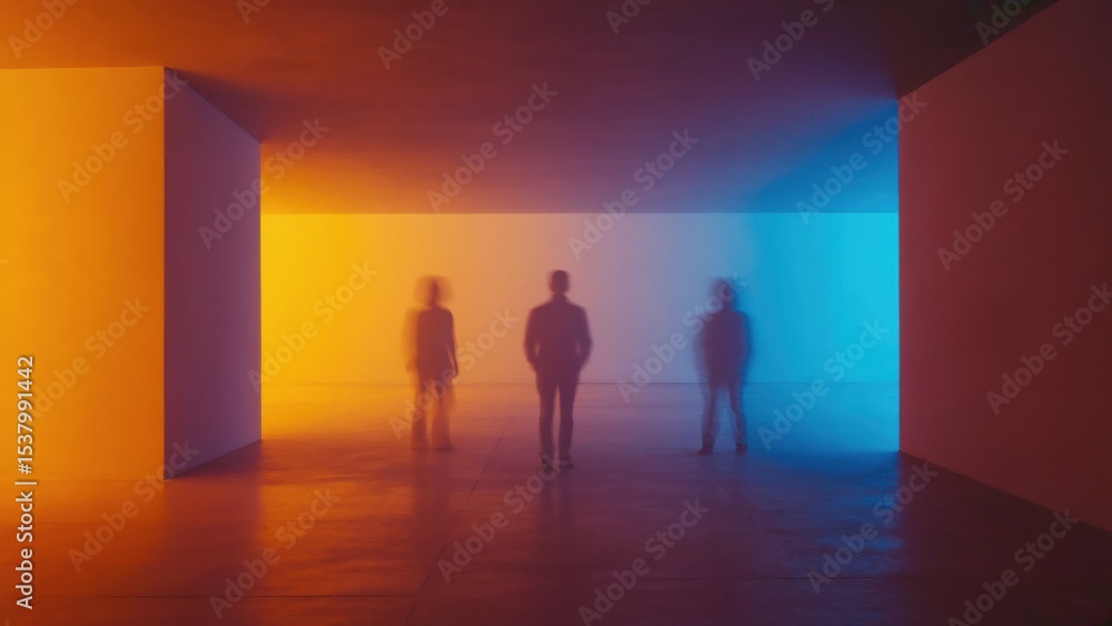 Fototapeta premium Dynamic light and shadow interaction contemporary art space photography abstract environment low angle visual exploration