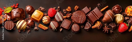 Indulge in a variety of fine chocolate confections, beautifully presented. 