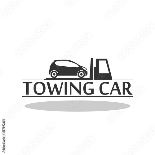 Towing truck with car sign with shadow