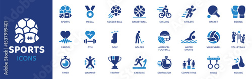Sports - Icon Collection. Thin Line Set contains such Icons as Sport, Ball, Football, Soccer, Basketball, Baseball, Tennis and more. Simple web icons set.