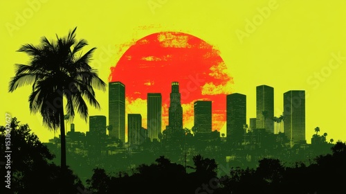 Cityscape Sunset Silhouette.