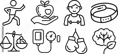 set of icons for Fitness Vector, senior fitness, on white background