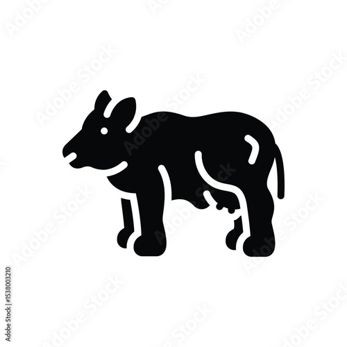 Black solid icon for cow