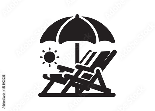 Beach chair and umbrella Silhouette Vector