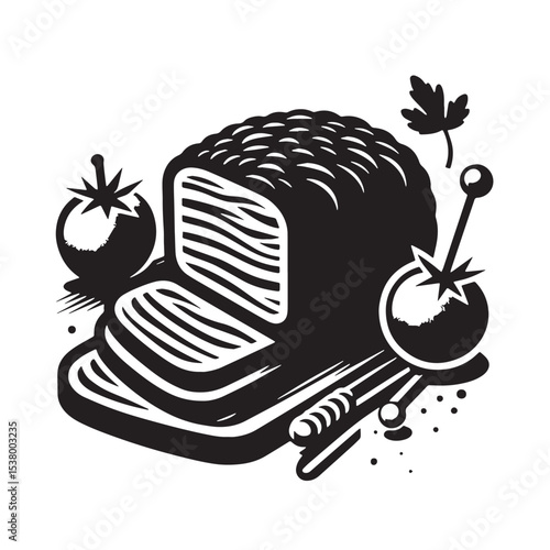 Black Meatloaf Silhouette Vector, High Quality Illustration on White Background