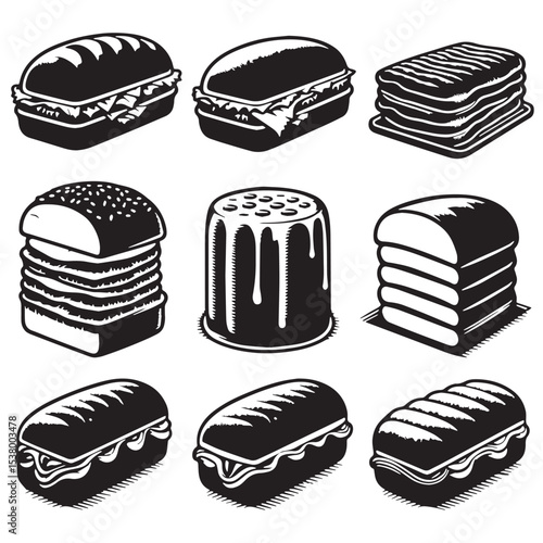 Black Meatloaf Silhouette Vector, High Quality Illustration on White Background