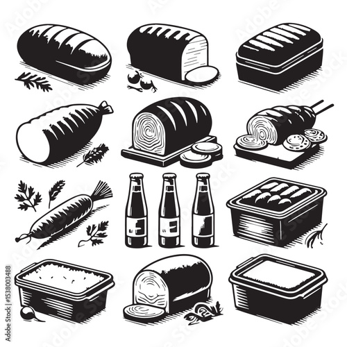 Black Meatloaf Silhouette Vector, High Quality Illustration on White Background