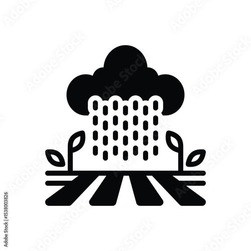 Black solid icon for rain