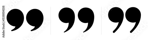Testimonial template, Quotation mark and symbol, speech punctuation, excerpt commas, double comma. Remark button , Quote, Review, Feedback, rate us, commas on white background, testimonial icon set