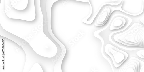 Modern white wavy vector background. Abstract luxury modern background realistic papercut decoration textured with wavy layers 3d topography relief vector design Contour maps. curved layers.	