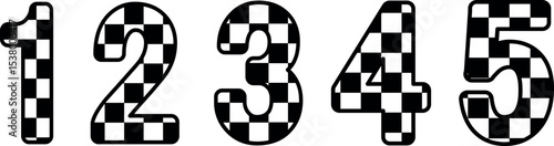 Checkerboard Racing Numbers 1 to 5 – Motorsport 
