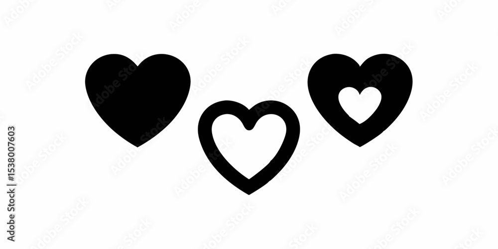 Three Hearts Symbolizing Love Unity Connection and Graphic Design Elements Heart Icon Black and White Vector Three Hearts Symbolizing Love Unity Connection and Graphic Design Elements Heart Icon Black and White Vector