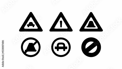 Road safety rules warning signs illustration vector graphic icon alert transportation regulation traffic