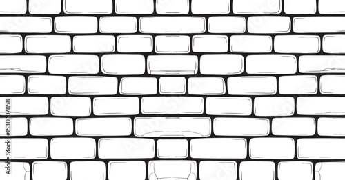 Brick Wall Pattern Black and White Illustration