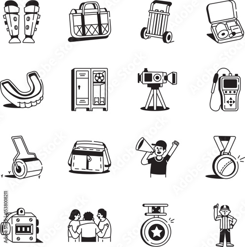 Pack of Sports Hand Drawn Style Icons 
