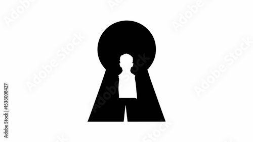 Hidden Identity Silhouette in Keyhole Design Secret Vision Conceptual Art Mystery Unveiled Threshold Glimpse