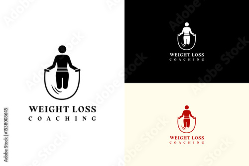 illustration of figure jumping rope, icon, minimalist, vector logo for exercise, game, workout, gym, personal trainer, fat loss, wellness, fitness, health, weight loss coaching, and more