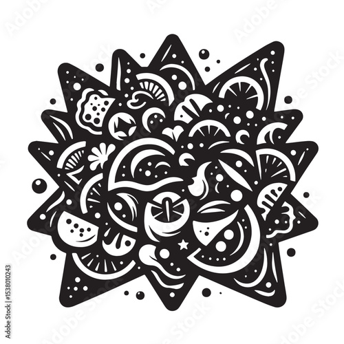 Black Nachos Silhouette Vector, High Quality Illustration on White Background