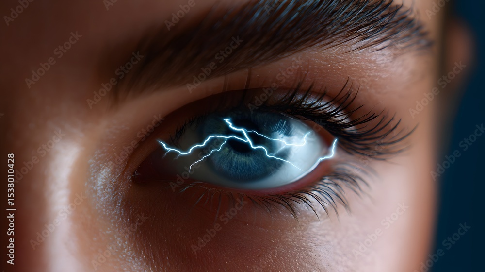 Naklejka premium Lightning striking from the eye, a dramatic storm energy concept.