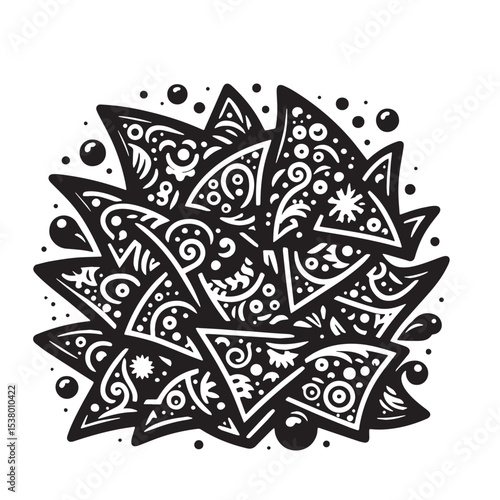 Black Nachos Silhouette Vector, High Quality Illustration on White Background