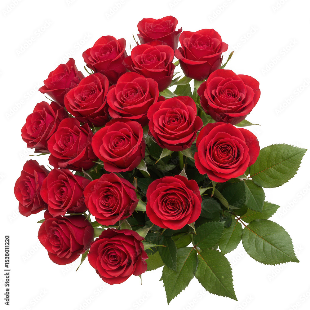 Vibrant bouquet of fifteen red roses isolated on transparent background Vibrant bouquet of fifteen red roses isolated on transparent background
