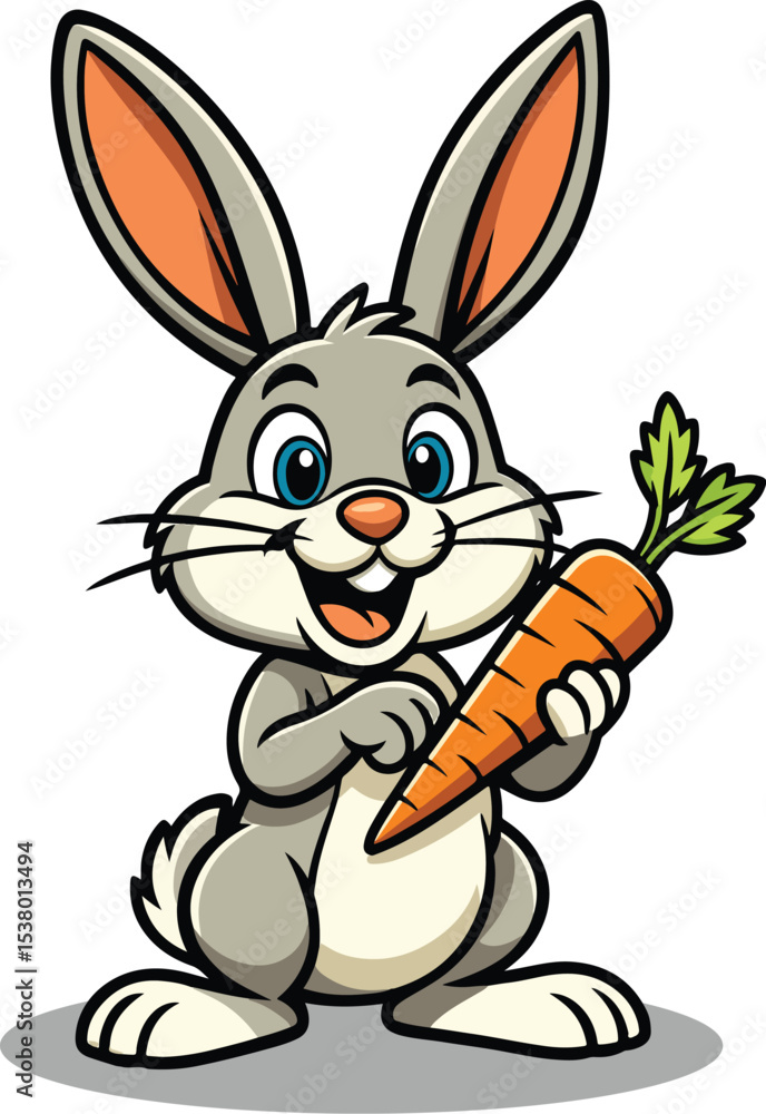 Obraz premium Cute Rabbit with carrot vector illustration