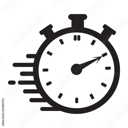 Fast time stop watch icon silhouette vector art illustration on white background
