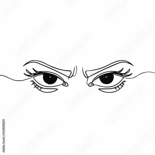 A pair of angry eyes stares intensely, expressing strong emotions.