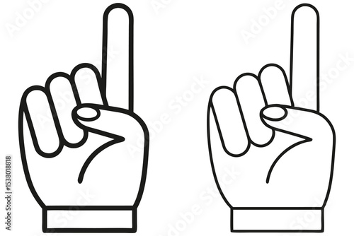 Two outlined hands point upward with a single finger, signaling focus and importance, transparent background