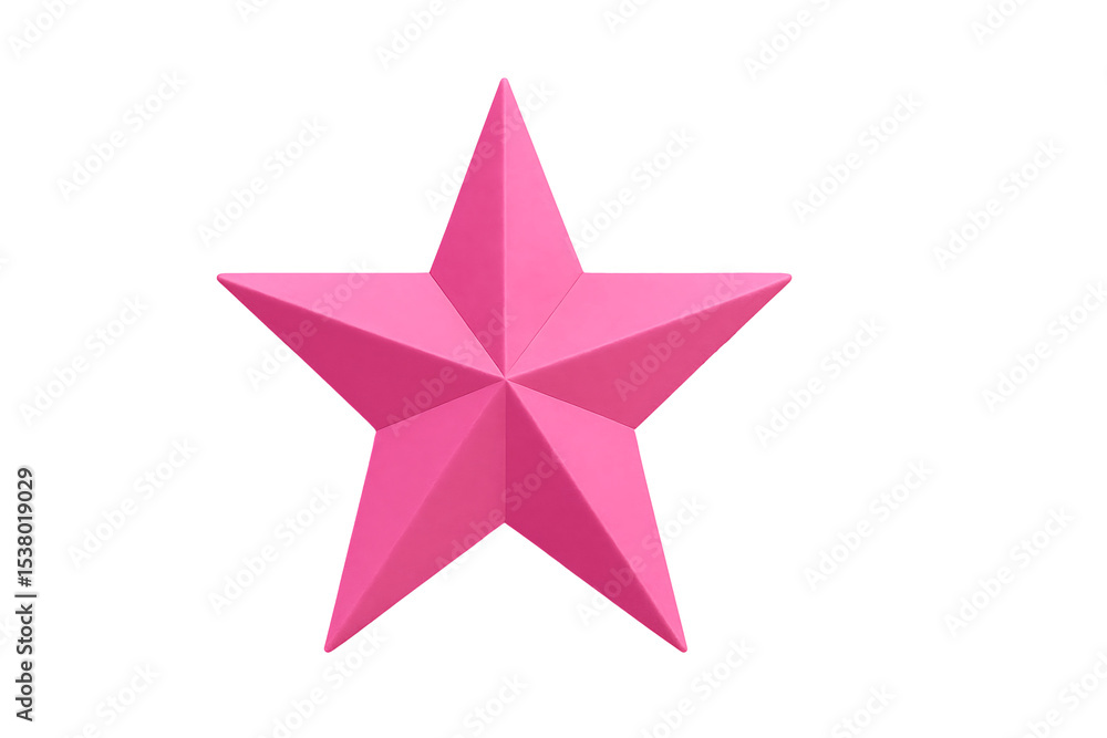 Obraz premium Bold pink three-dimensional star isolated on transparent background