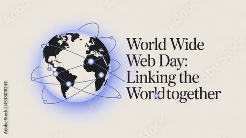 Celebrating World Wide Web Day with a minimalist greeting card design highlighting global connectivity. World Wide Web Day