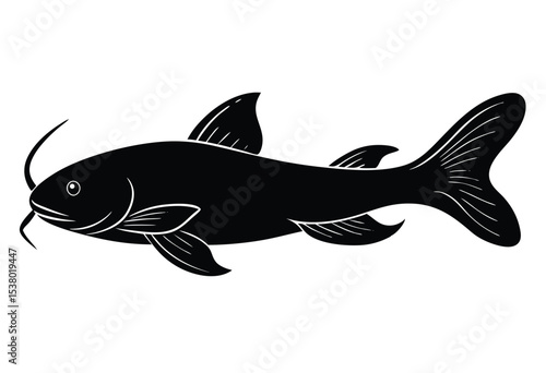 Catfish silhouette vector illustration simple catfish outline icon Illustration.