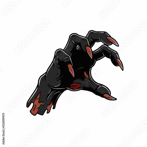 A terrifying monster claw reaching out with long sharp nails and dripping blood.