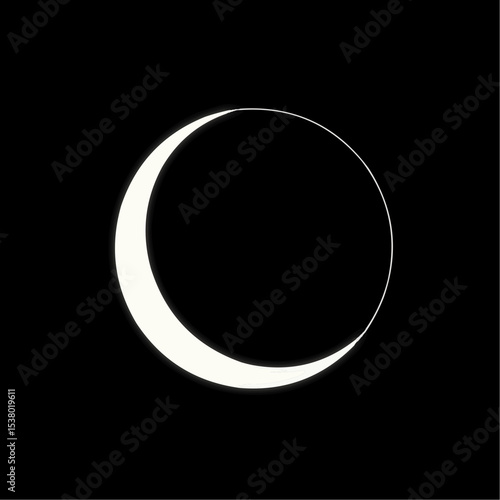 A beautiful Crescent moon, shining in the dark night.