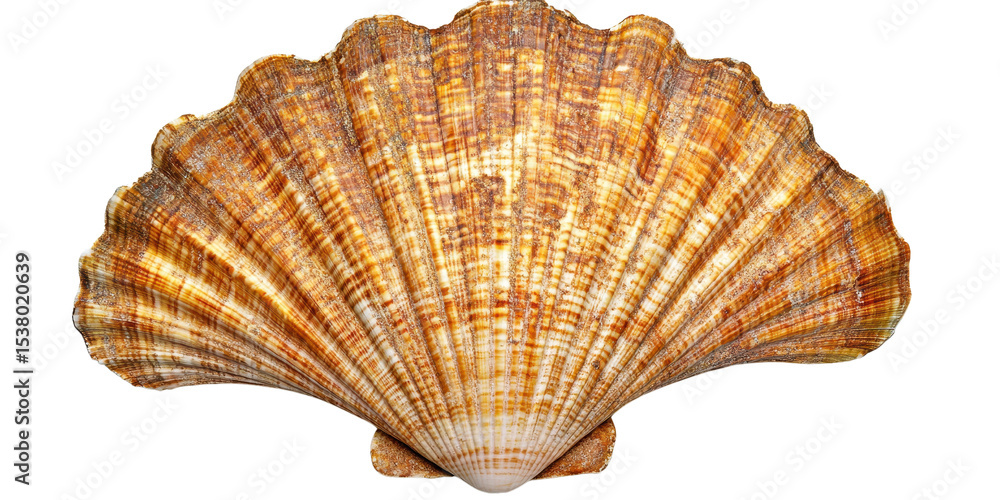 Obraz premium One large seashell on a white isolated background.