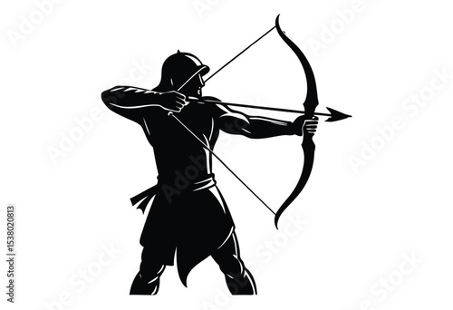 Archery and bow Silhouette Vector illustration, archery sport simple icon flat design.