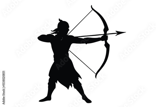 Archery and bow Silhouette Vector illustration, archery sport simple icon flat design.
