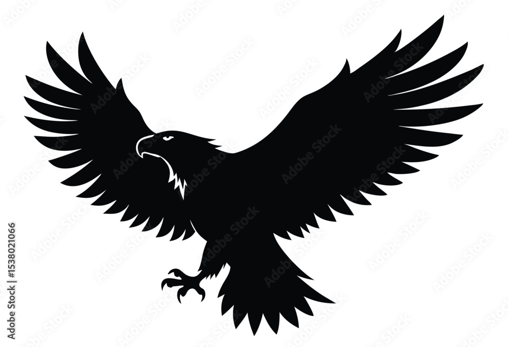 Obraz premium Bald eagle silhouette vector illustration isolated icon simple bird design in flat style